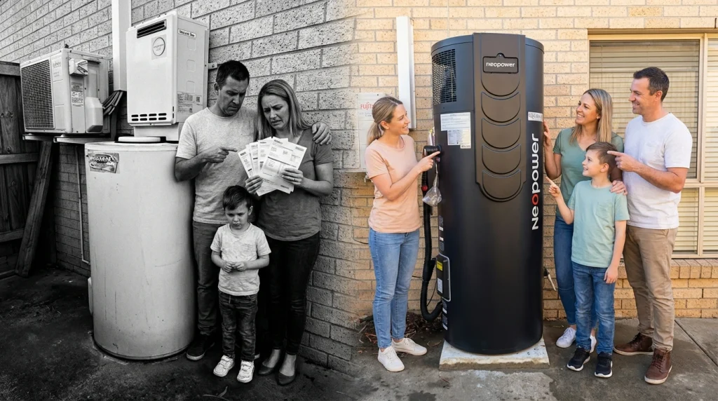upgrade old gas hot water unit to neopower heat pump in victoria point cook