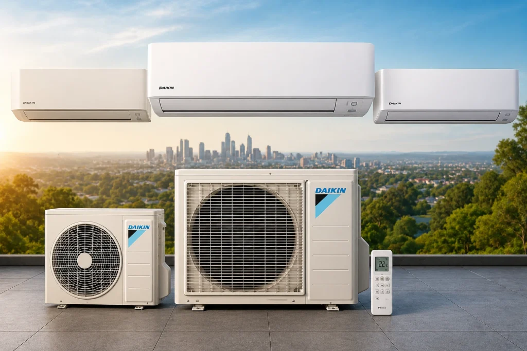 Daikin heating and cooling system in Victoria featuring energy-efficient reverse cycle air conditioning with smart control, quiet operation, and premium year-round comfort.
