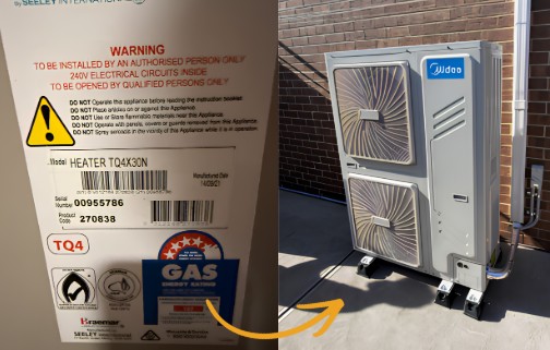 gas ducted heater to midea heating and cooling upgrade in Mambourin