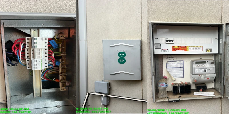 Battery switchboard wiring, PV ES safety label, and original switchboard installation in Truganina