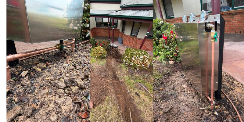 Copper pipework and trenching for Shield Triple Pro water filtration installation