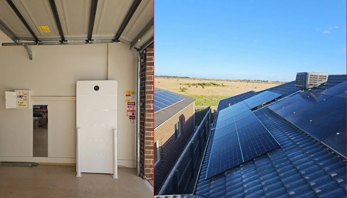 GoodWe 40kWh battery installed in Point Cook garage alongside 14 Trina Solar rooftop panels