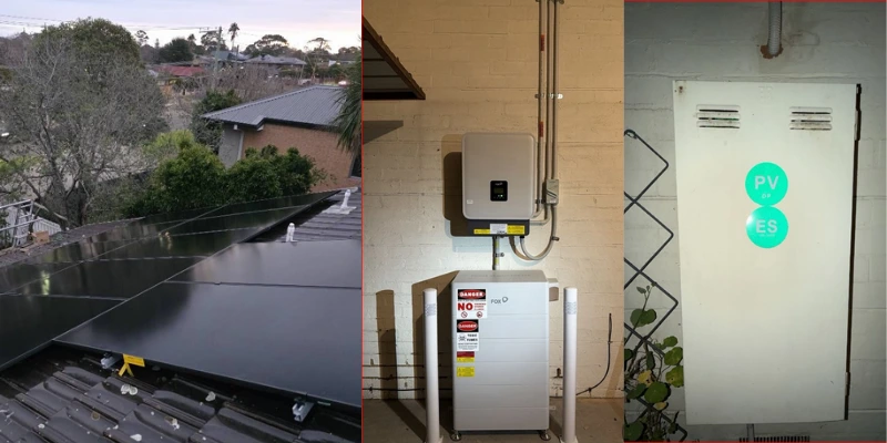 8.58 kW rooftop solar panel installation with 28kwh battery storage and PV isolator switch in Cheltenham