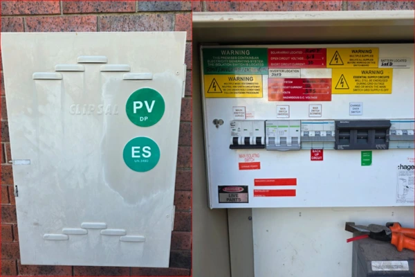 Solar PV isolation switch and compliant switchboard installed for a solar battery system in Altona