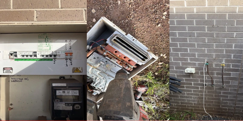 Electrical switchboard and copper pipework prepared for heat pump hot water installation in Werribee